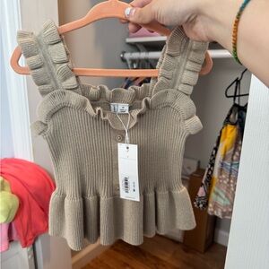 Janie and Jack Tan Ruffle Tank Top